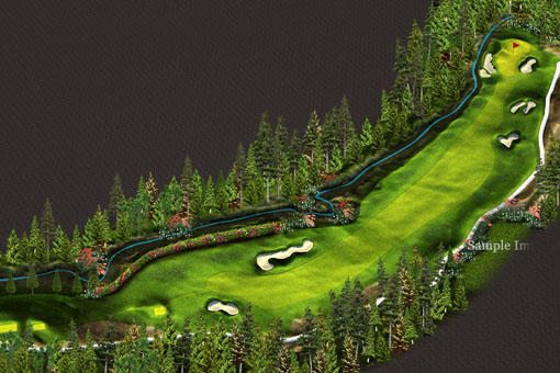 Golf course aerial view and hole graphics