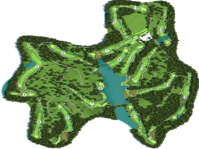 Illustrated style golf course map — GIS/CAD production