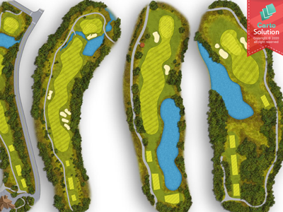 Large format golf course tee box signage design