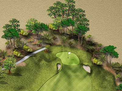 Yardage book with topographic contour and elevation detail
