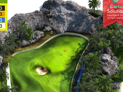 Professional yardage book — club branding and hole guides